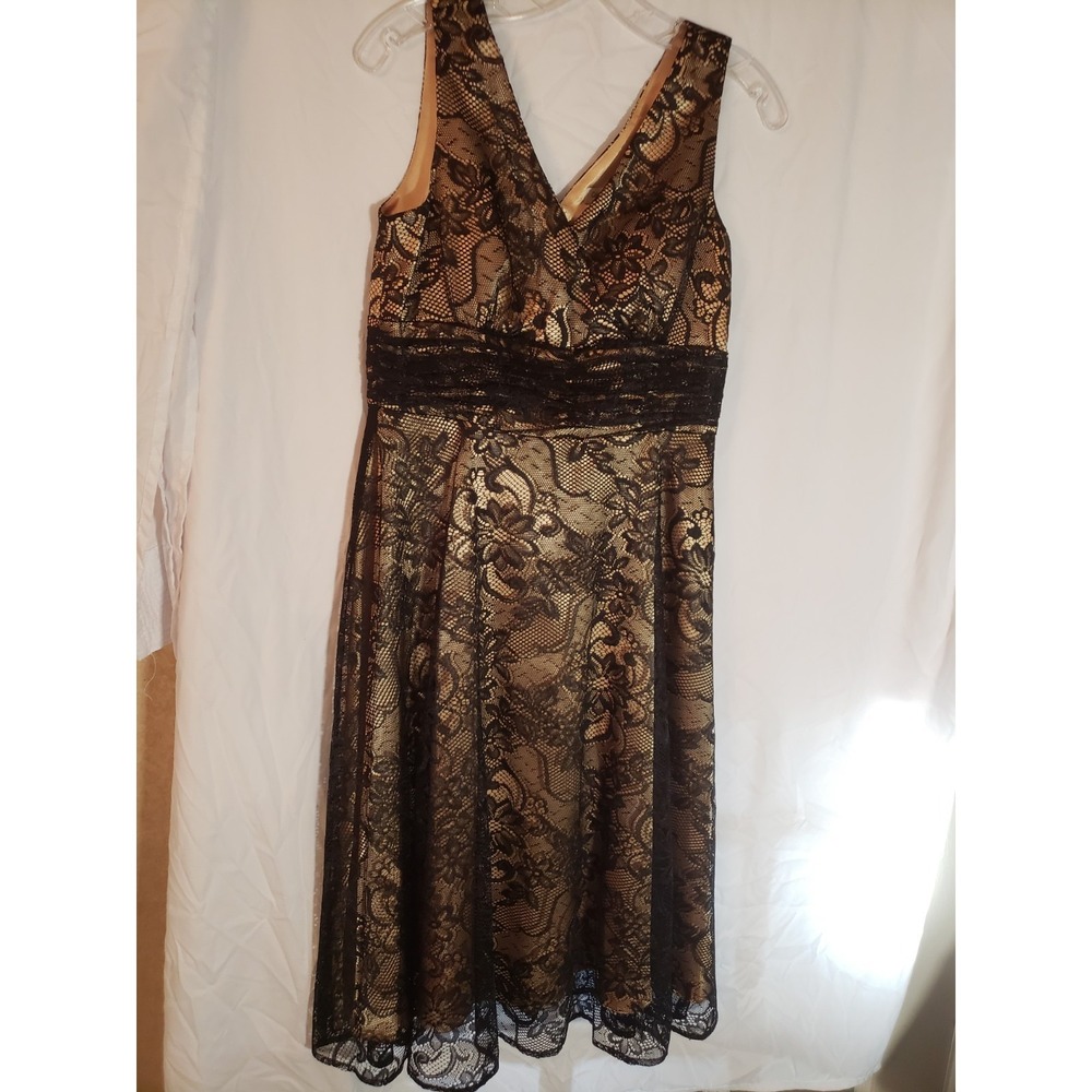 Women's Coldwater Creek Black Sleeveless Lace Dress Size 10 Petite